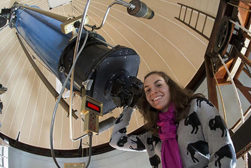 Cahterine Zucker with high resolution astronomy telescope