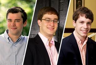 Kenan Fellowshop recipients Baxter Craven, Thomas Howard and Owen Gallogly