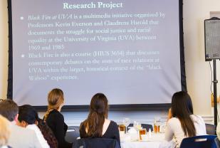 Student presenting research project